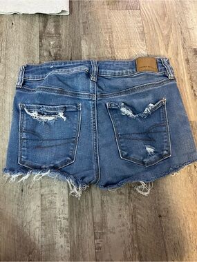 American Eagle Outfitters Medium Blue Distressed Denim Cutoff Shorts